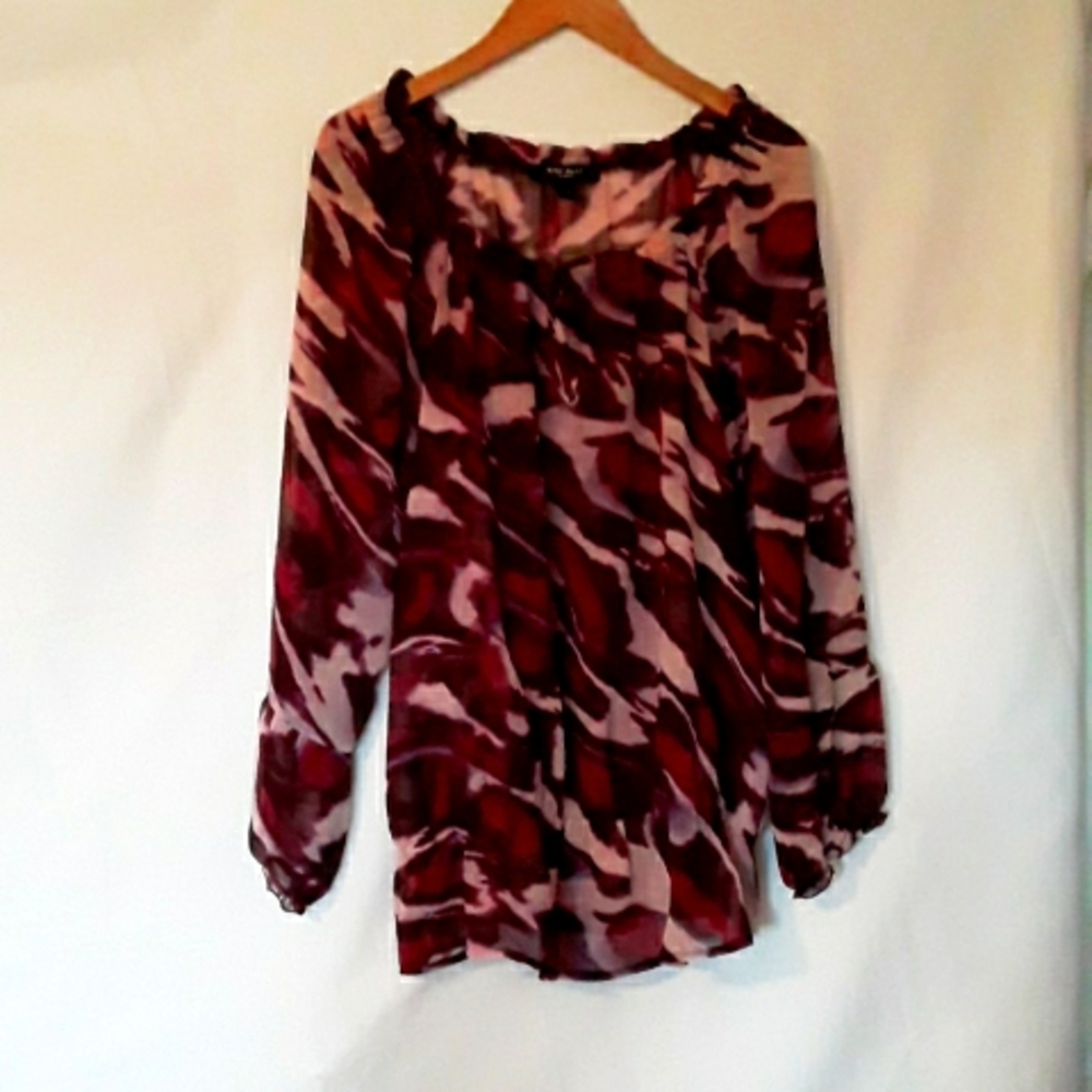 Nine West Jeans Sheer Purple Blouse XL